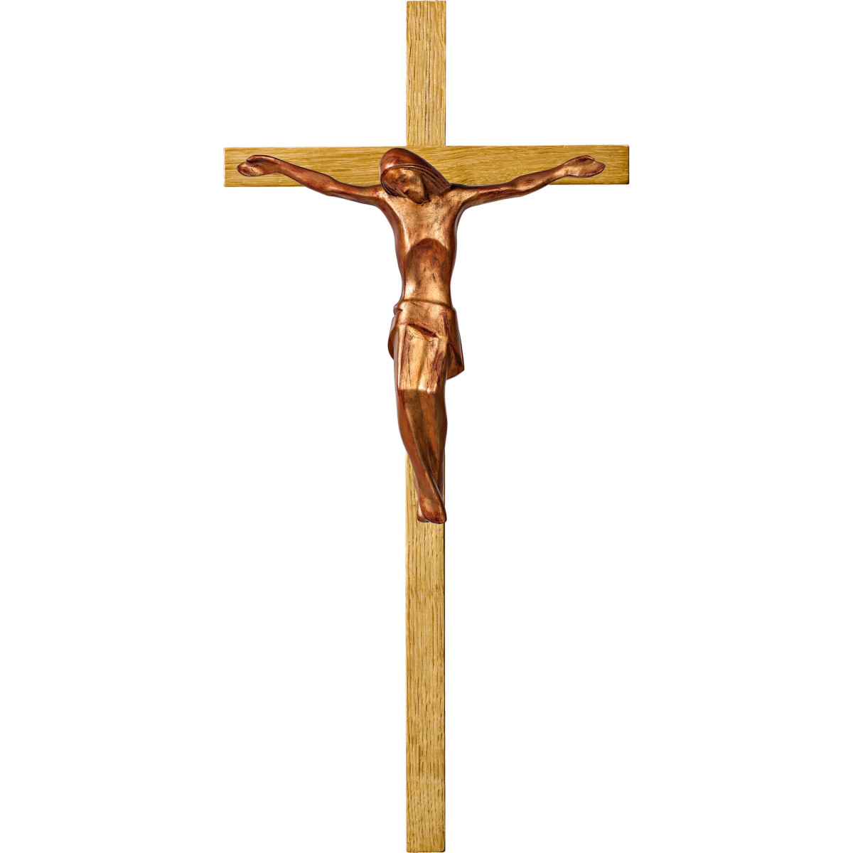 Cristo moderno ROMA en cruz de roble